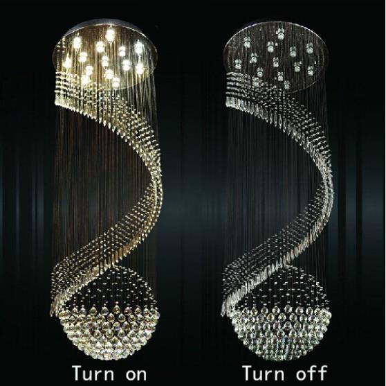 new item modern led crystal light chandelier spiral design lustres de cristal stair lighting - Click Image to Close