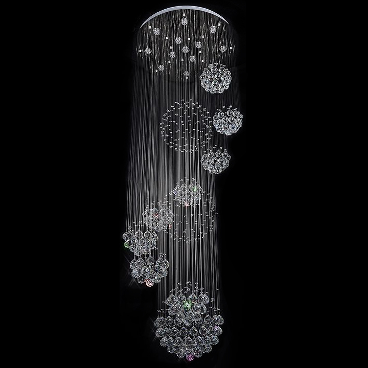 new modern 11pcs lustre crystal ball design chandelier large lustres de cristal lights d80*h300cm guarantee - Click Image to Close
