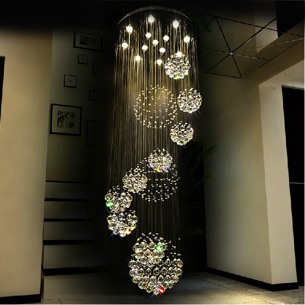 new modern 11pcs lustre crystal ball design chandelier large lustres de cristal lights d80*h300cm guarantee - Click Image to Close