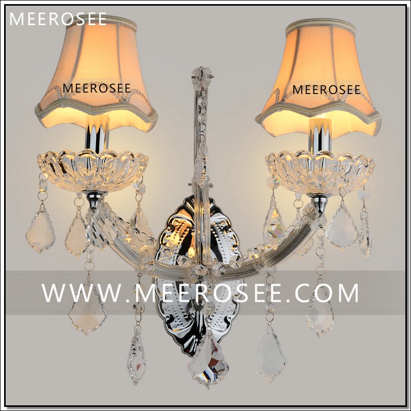 maria theresa crystal wall sconces light fixture with 2 lights clear color