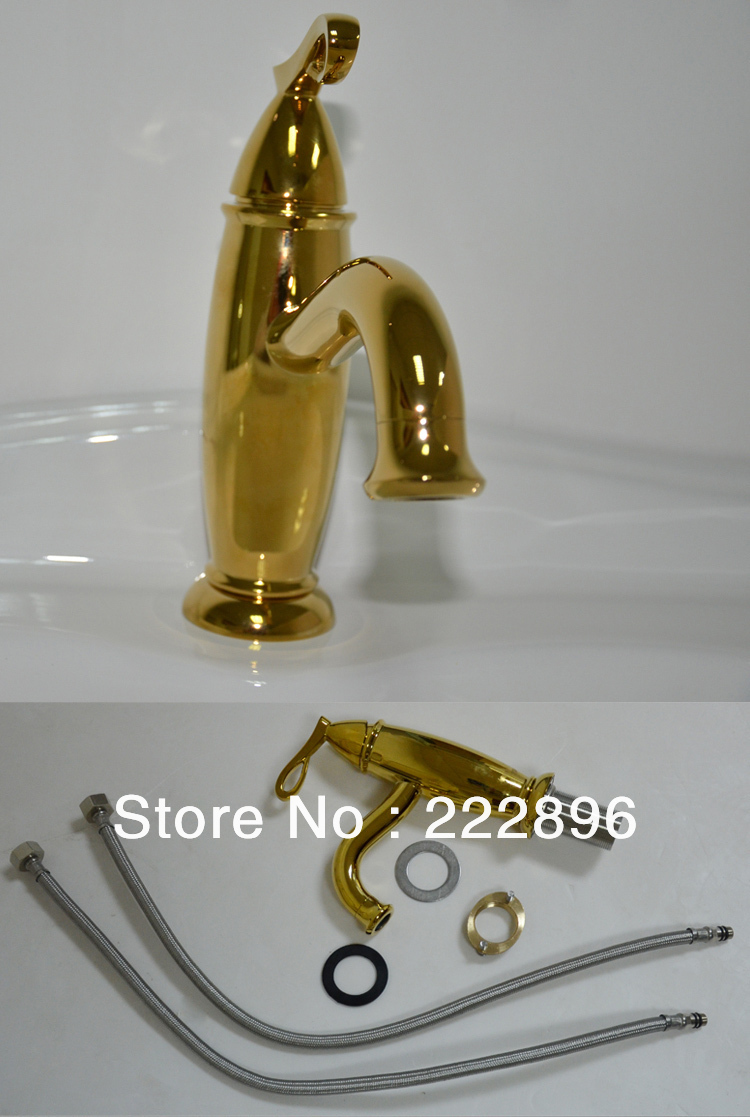 antique solid brass copper gold bathroom sink basin faucet mixer sanitary ware tap lavatory gilding faucets - Click Image to Close