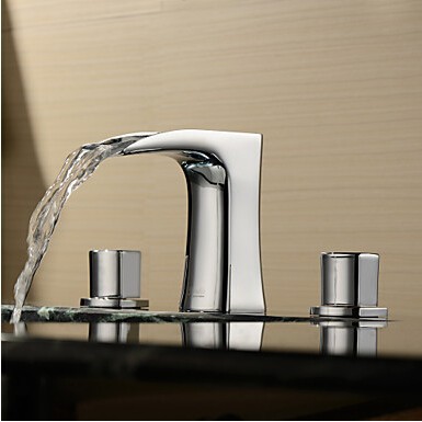 brass sink waterfall bathroom basin faucet handles & cold mixer water tap deck mounted chrome torneira para banheiro lavabo