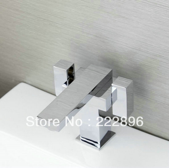 contemporary solid brass copper chrome bathroom sink basin dual handles faucet mixer sanitary ware tap torneira