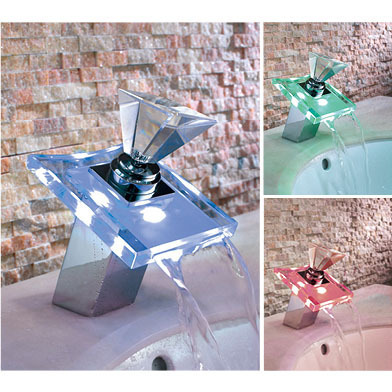 copper chrome led lighting color changing waterfall led bathroom faucet mixer tap for sink torneira banheiro cozinha grifo