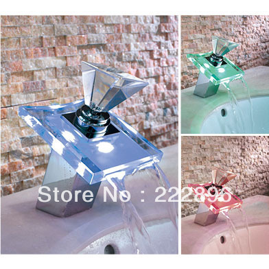 copper sink chrome led lighting color changing waterfall bathroom faucet mixer tap torneira bahtroom led banheiro grifo ledlam