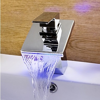 copper sink self-power led light color chaning temperature sensor bathroom tap faucet mixer torneira lavabo