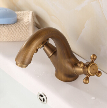 soild bronze double handle control antique faucet bathroom classic basin mixer tap robinet antique tap for washing