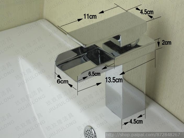 wall mounted single lever water fall bathroom sink tap
