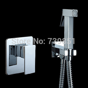 square handheld bidet faucet / portable bidet shower set with brass bidet mixer with1.5m hose / toilet shower bidet sprayer
