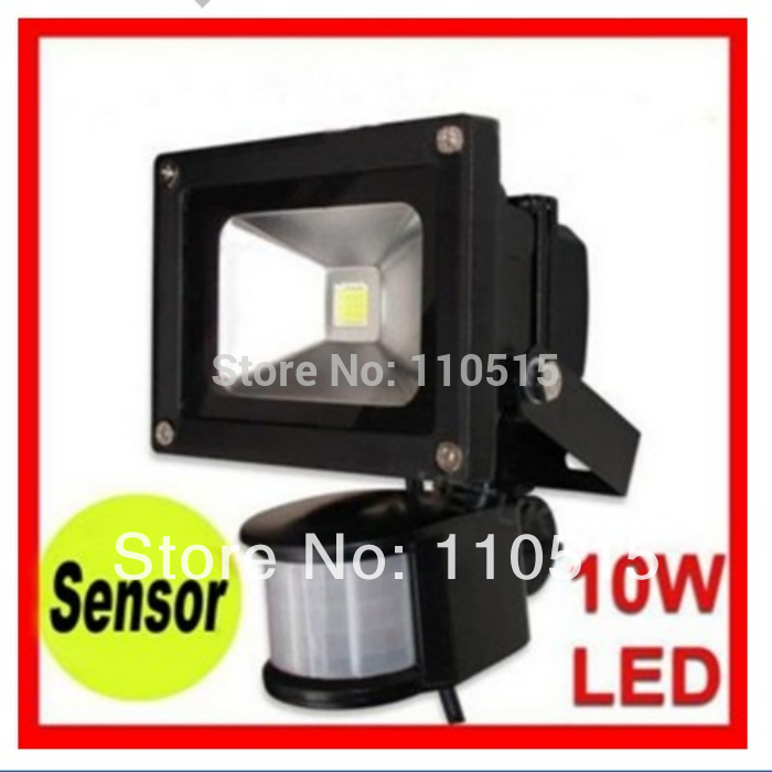 black color 10w pir passive infrared motion sensor flood light ac 110-220v 900 lumen waterproof park light