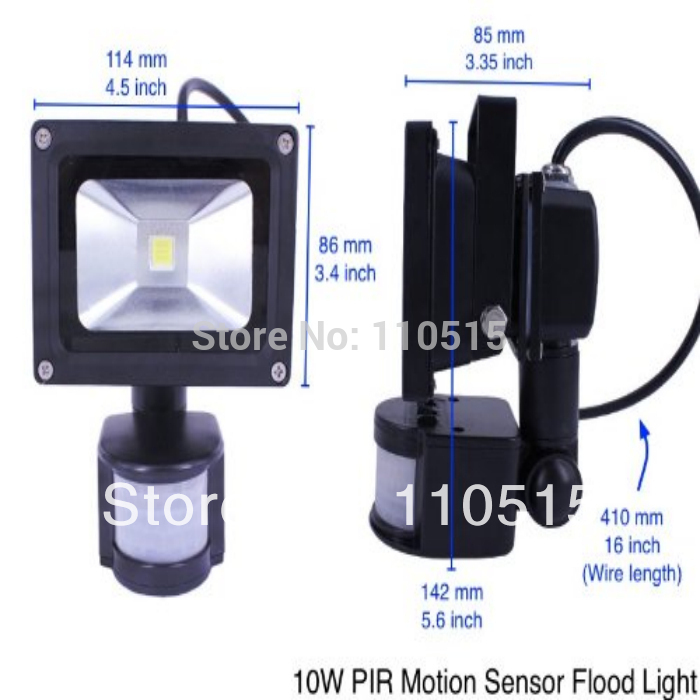fedex 10w sensor led light infrared motion wall outdoor floodlight 85-265v 900lm 120degree ip65 90% power factor