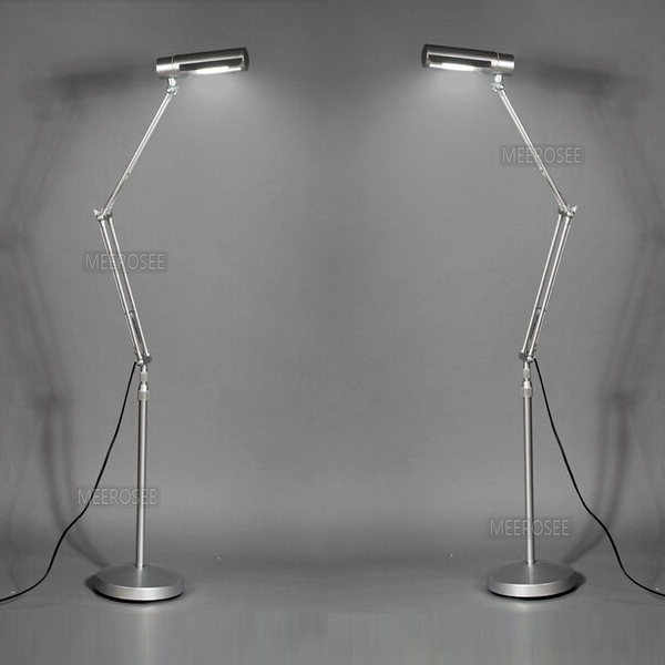 modern aluminum adjustable folding floor lamp for work and study flexible standing reading light - Click Image to Close
