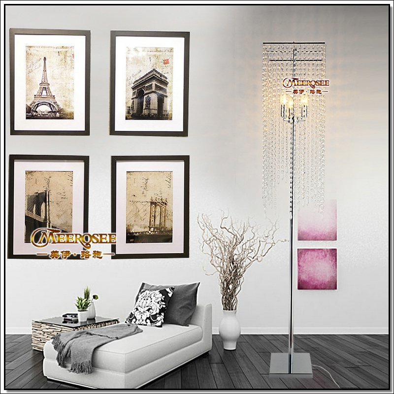 modern popular crystal floor lamp, chrome floor stand lighting meerosee stand lighting fl10008 - Click Image to Close