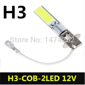 1pcs h3 led cob high power 10w 4led white fog head tail driving car light bulb lamp 12v parking car light source cd00156