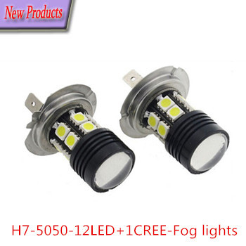 car lights h7 led high power fog lights 5050 12 smd 12v white lamp auto bulbs zm00997