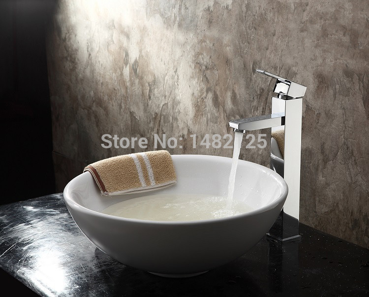 contemporary single handle waterfall brass vessel faucet
