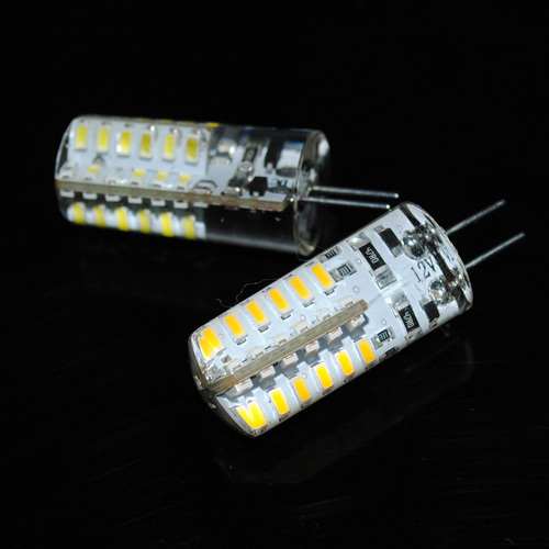 1pcs silicone led lamps 5w g4 3014 smd 48leds crystal chandelier dc 12v led bulb non-polar spot light