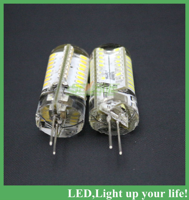 10pcs new arrival silicone spot light g4 6w 450lm 64 smd 3014 led bulbs chandelier crystal lights ac 220v white or warm white