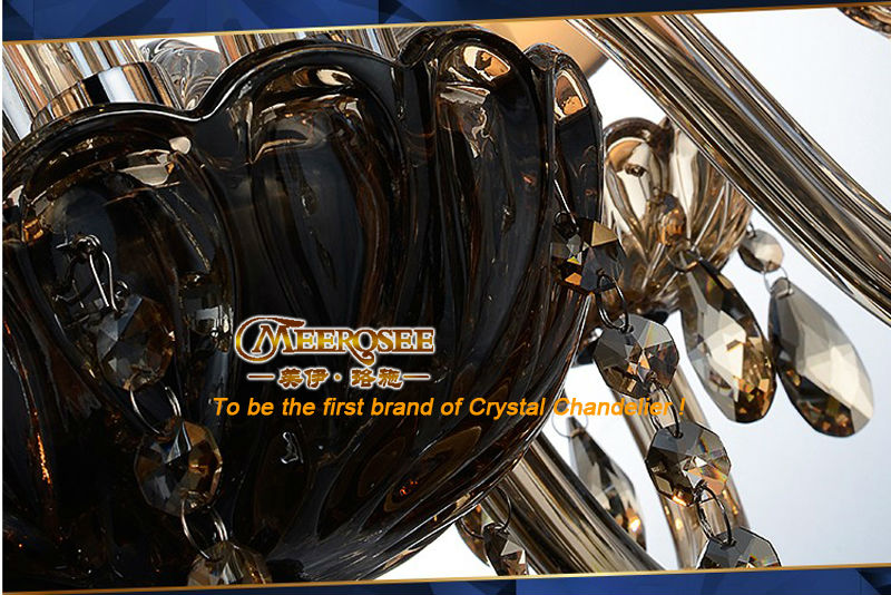 foyer galaxy crystal chandelier light fixture cognac glass chrystal suspension decorative lighting md8577-l18