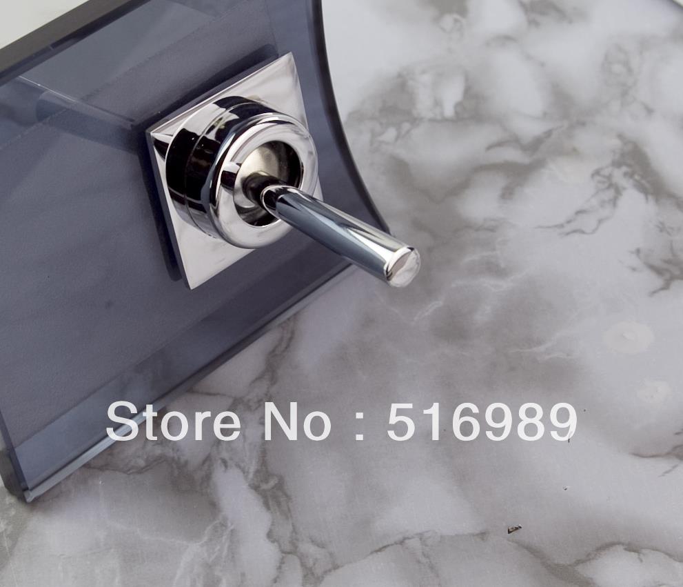 new brand deck mount glass waterfall spout bathroom chrome single handle wash basin sink vessel torneira tap mixer faucet ree579