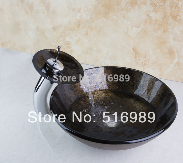 deck mounted chrome finish faucet washbasin bathroom glass sink with water pop up drain basin set