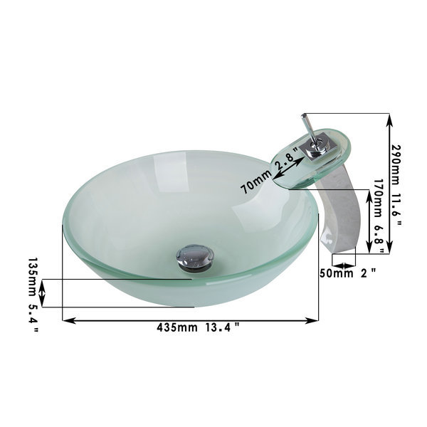 frosted victory glass bowl,bathroom sink,wash chrome led waterfall faucet with tempered glass bathroom sink set 40678015g-1
