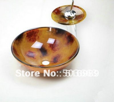 perfect victory hand paint vessel nice glass basin & brass faucet set hp0015