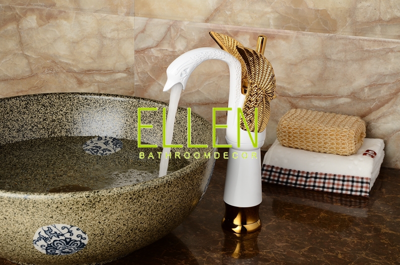 bathroom swan faucet chrome oil-rubbed bronze rose gold and white painted gold chrome faucets - Click Image to Close