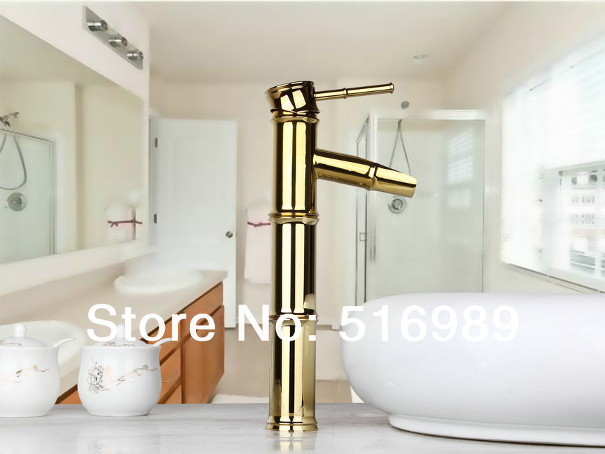 beautiful bamboo golden bathroom bathtub tap faucet mixer 8641k/1 - Click Image to Close
