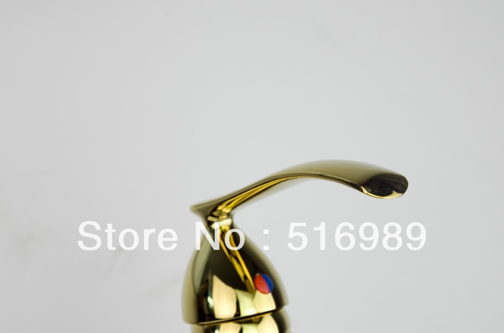 beautiful golden swan single hole bathroom bar sink faucet basin cold tap tree159... - Click Image to Close