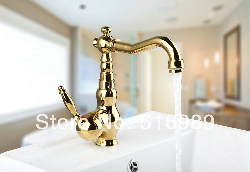 beautiful single handle round spout luxury golden finish bathroom bathtub tap faucet mixer 8654k/1