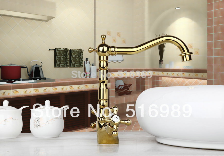 best price double handles golden bathroom bathtub tap faucet mixer 8632k/1 - Click Image to Close