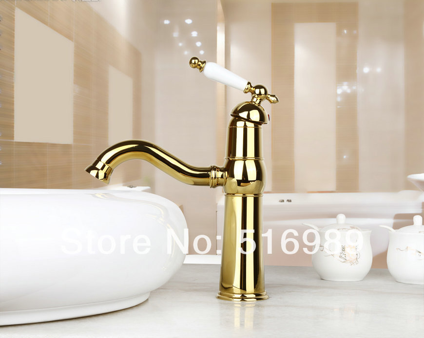 best quality round spout luxury golden finish bathroom bathtub tap faucet mixer 8656k/1 - Click Image to Close