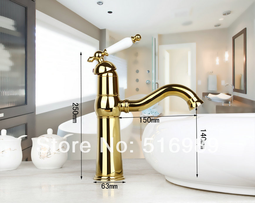 best quality round spout luxury golden finish bathroom bathtub tap faucet mixer 8656k/1 - Click Image to Close