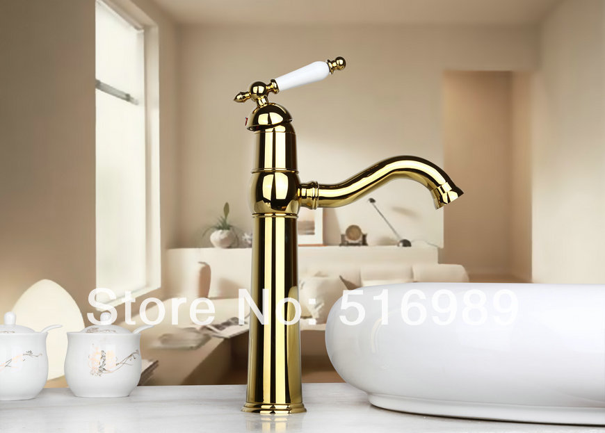 contemporary style round spout luxury golden finish bathroom bathtub tap faucet mixer 8656kh