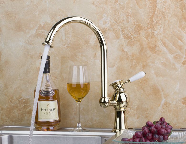 l-9832 excellent deck mounted swivel single handle real estate single hole golden bath & kitchen tap mixer basin faucet