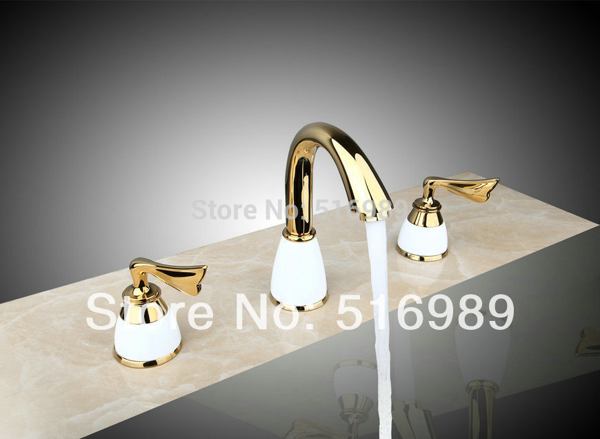 luxury unique design 96188/1 3 pcs beautiful model golden bathtub tap faucet mixer bathtub basin faucet