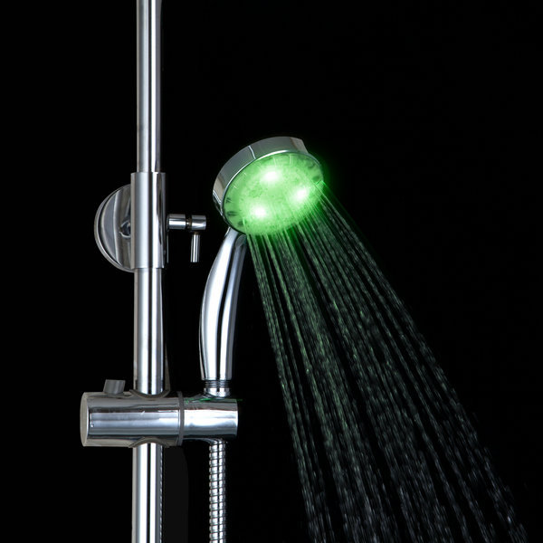 chrome finish multi-color led hand shower abs round top spray bathroom handheld shower head d05 - Click Image to Close