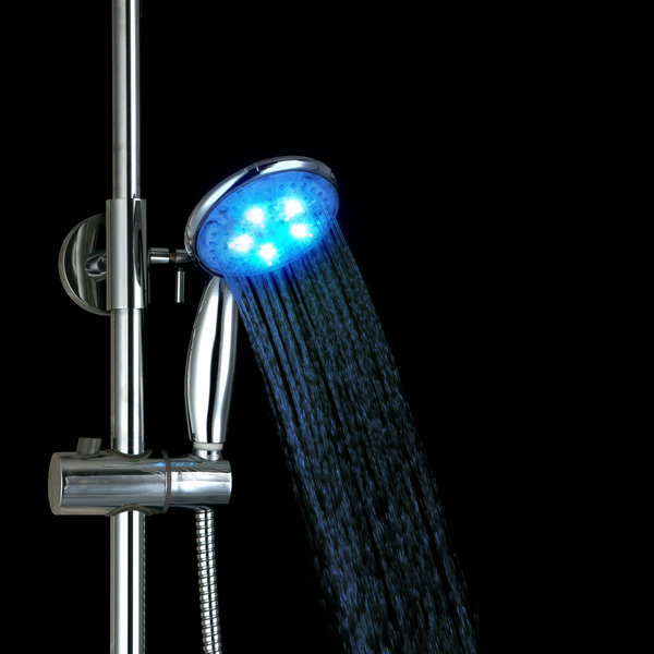 chrome handheld shower head round chrome finish multi-color led hand shower dd12 - Click Image to Close