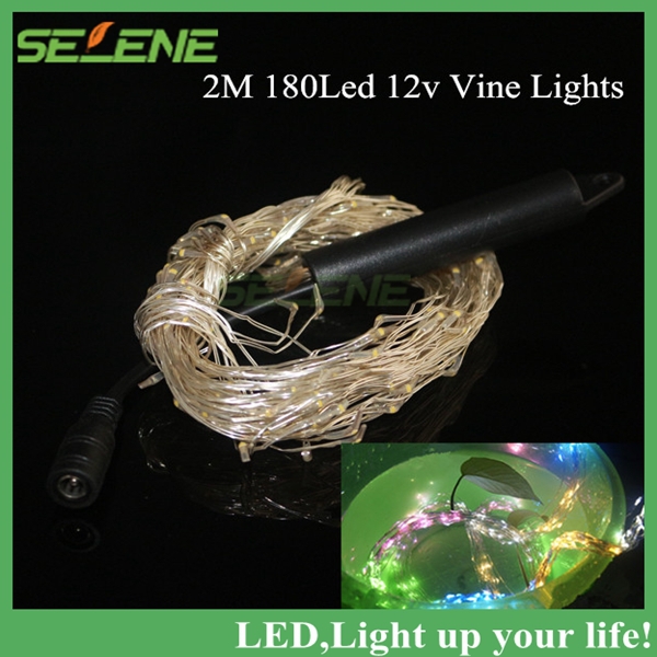 1pc 12v 2m 180leds vines lights silver led string fairy lights christmas lights led string lights new