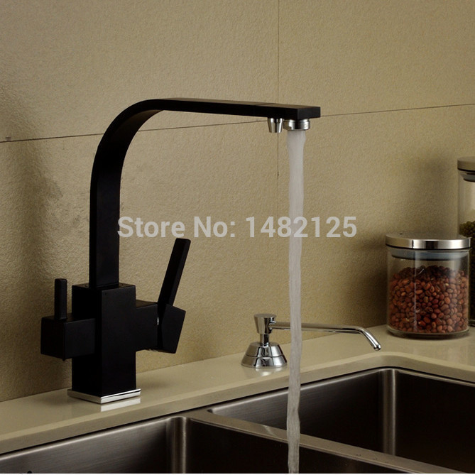 2015 new arrival brass chrome drinking water kitchen faucet square style sink mixer three way water filter tap