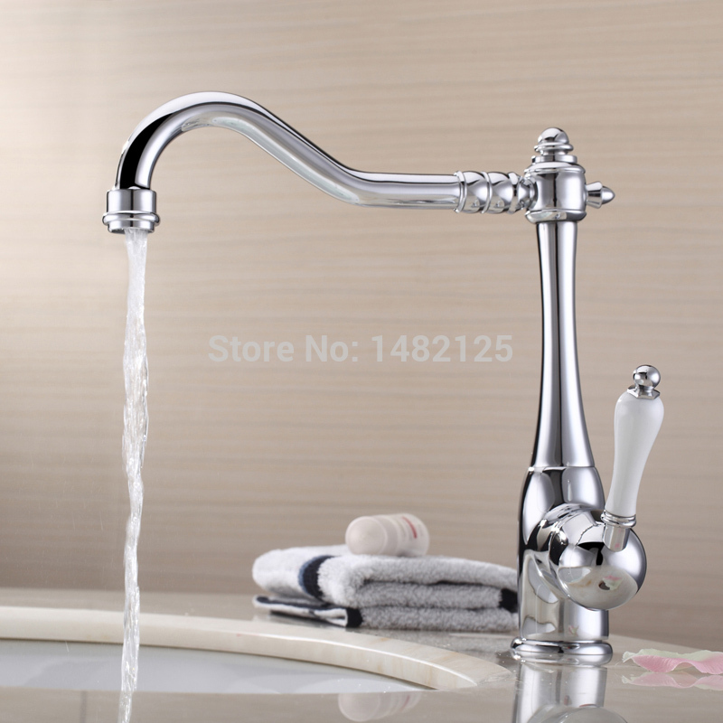 brass deck mounted kitchen faucet with ceramic handle - Click Image to Close