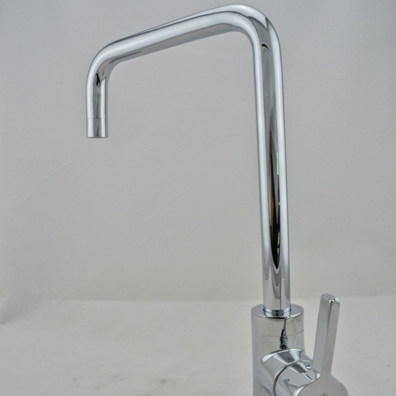 brass single lever kitchen sink faucet with extra large swivel spout chrome - Click Image to Close