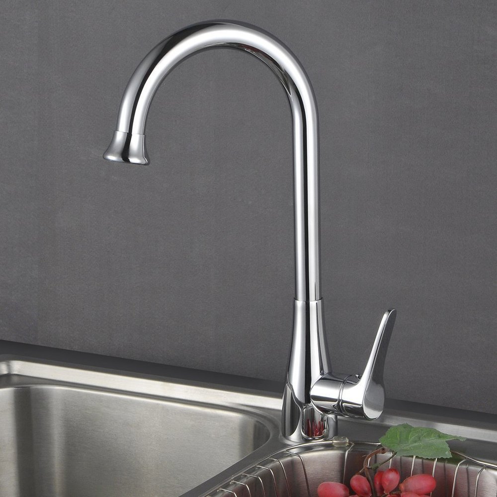kes l6210 brass single lever high arc kitchen sink faucet with swivel spout
