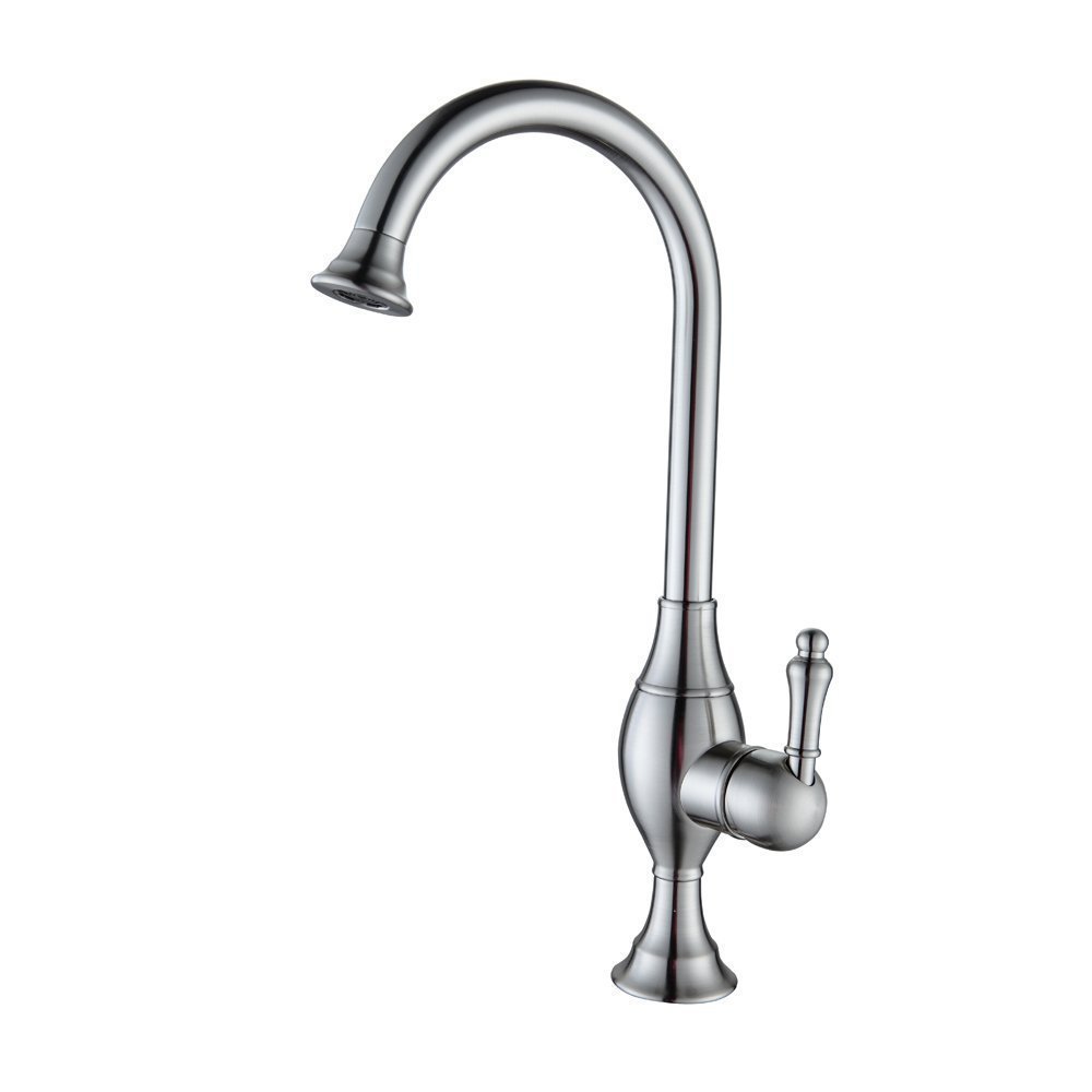 kes l6231 brass single handle high arc kitchen faucet swivel spout, chrome/brushed nickel/titanium gold/oil rubbed bronze