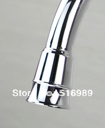 chrome brass deck mount kitchen sink faucet mixer tap swivel spout vessel mixer kkk09 - Click Image to Close
