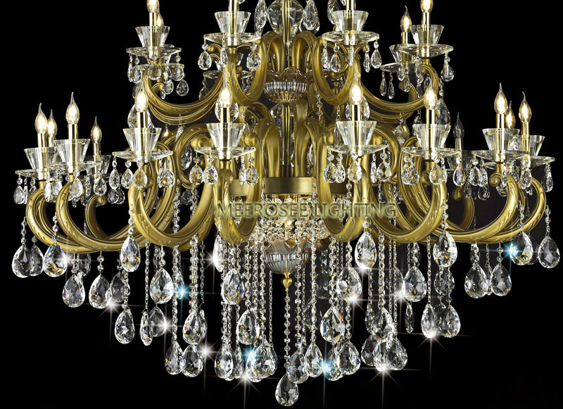 antique brass color large crystal chandelier lighting with 55 lamps for el, lobby, foyer - Click Image to Close