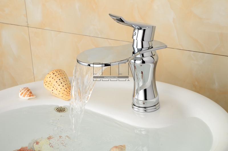 vessel sink bathroom waterfall faucet chrome oil rubbed bronze gold stone widespread spout water tap mixer