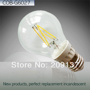 10pcs/lot 6watt filament led bulb lamp ac220v 240v e27, 360 degree beam angle