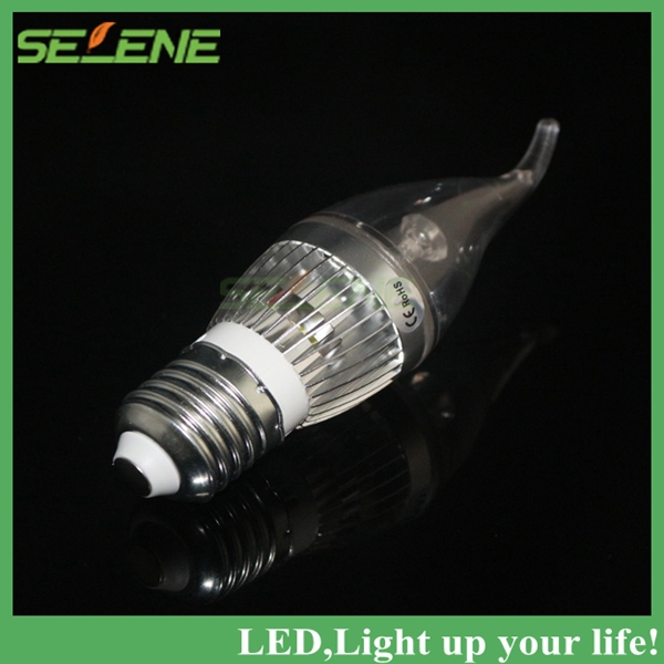 50pcs/lot led candle light 3w high power e27 lamp bulb warm white/ white led bulb 110v 220v